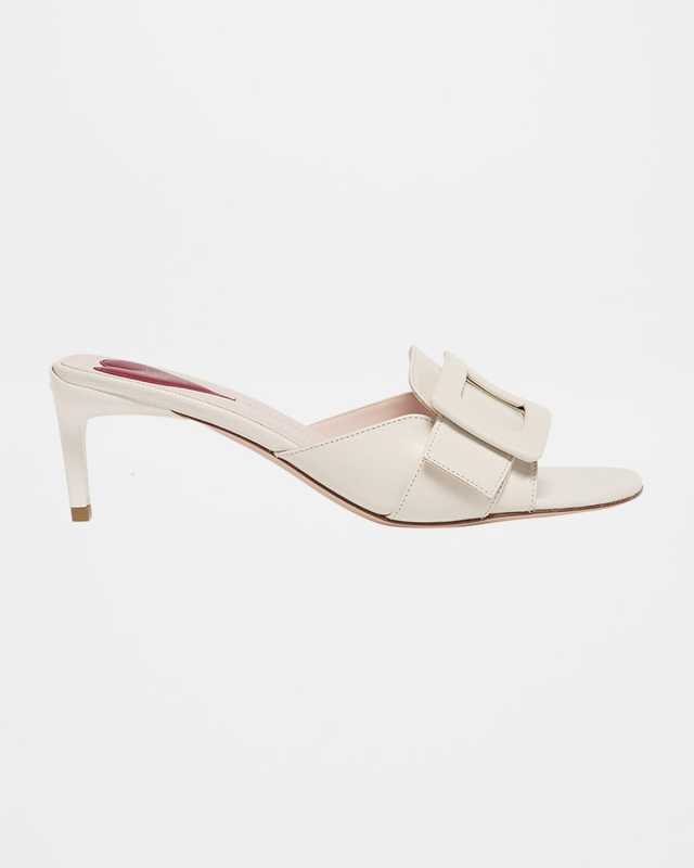 Patent Leather Buckle Mule Sandals